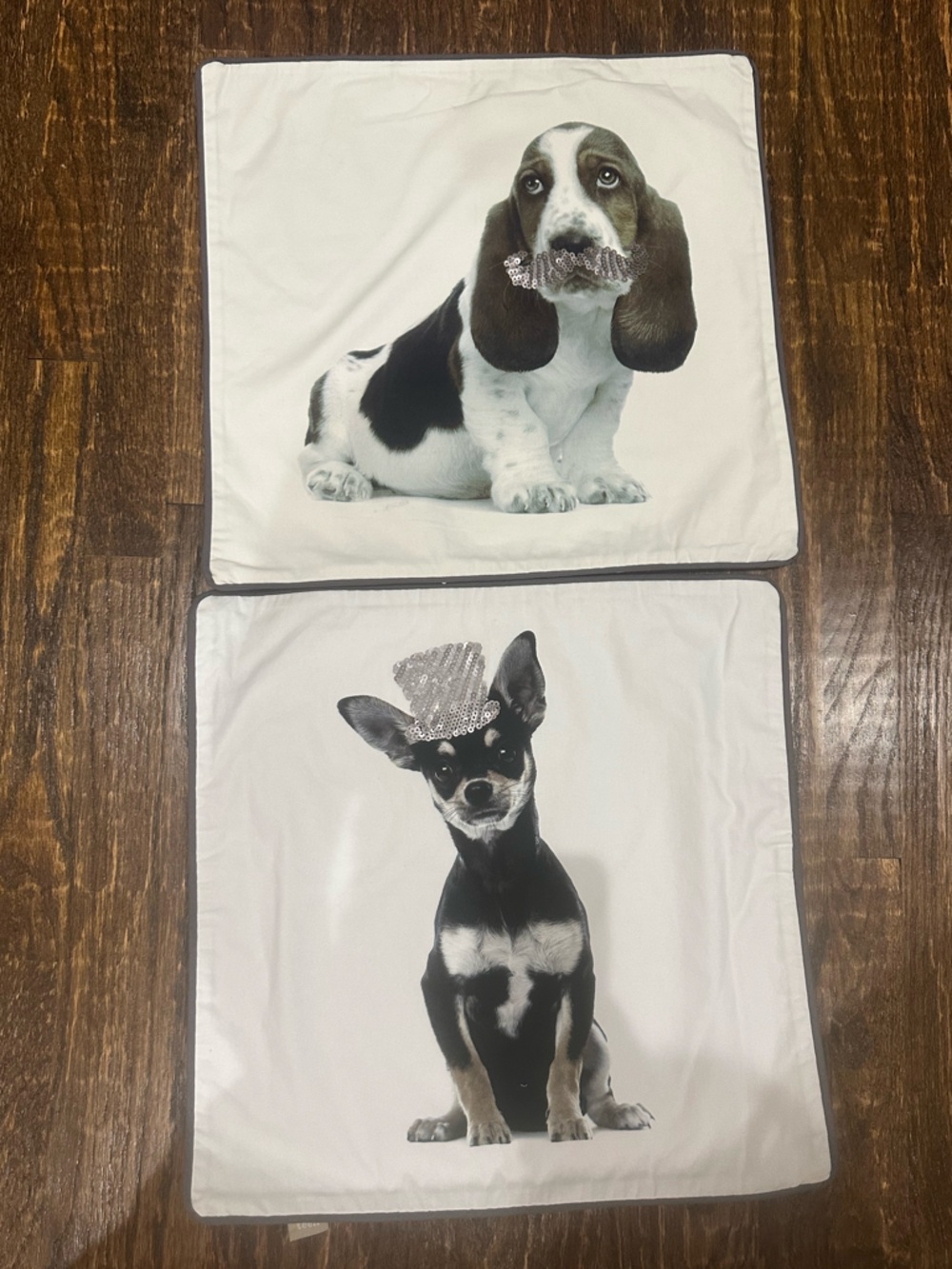 2 NWOT PBteen Pottery Barn ASPCA Party Animals Sequin pillow covers